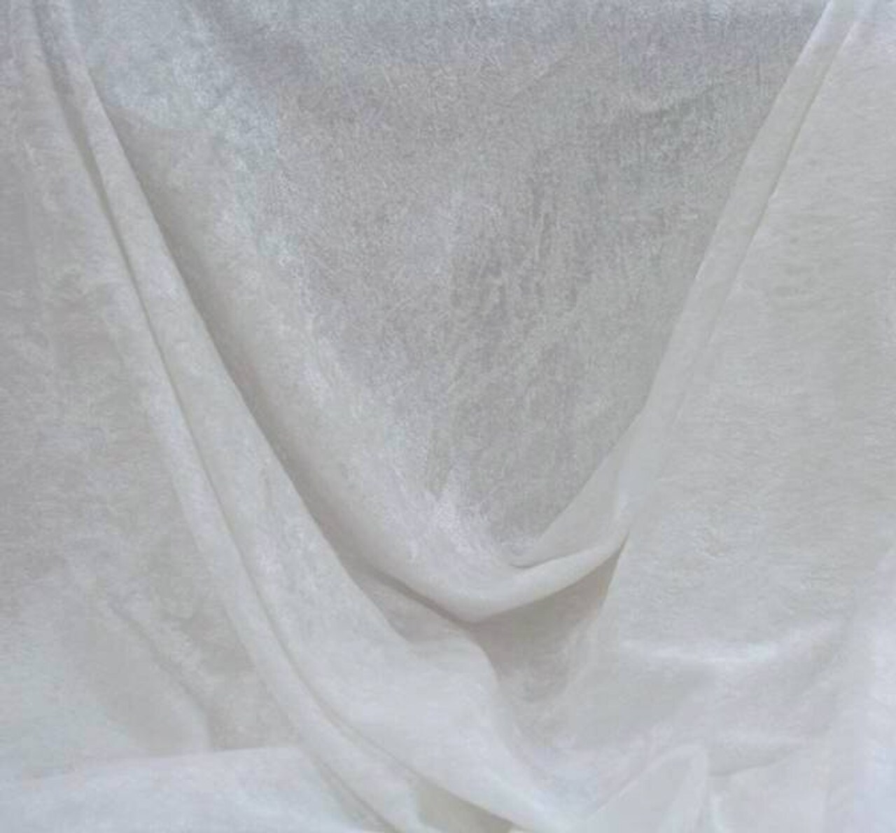 1 Yard Stretch Crushed Velvet Fabric Optic White Drapey Apparel Textile 58/60" Width